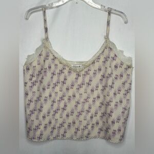Molly Bracken Lace Trim Camisole Top Purple Geometric Print Fairycore Sz XL